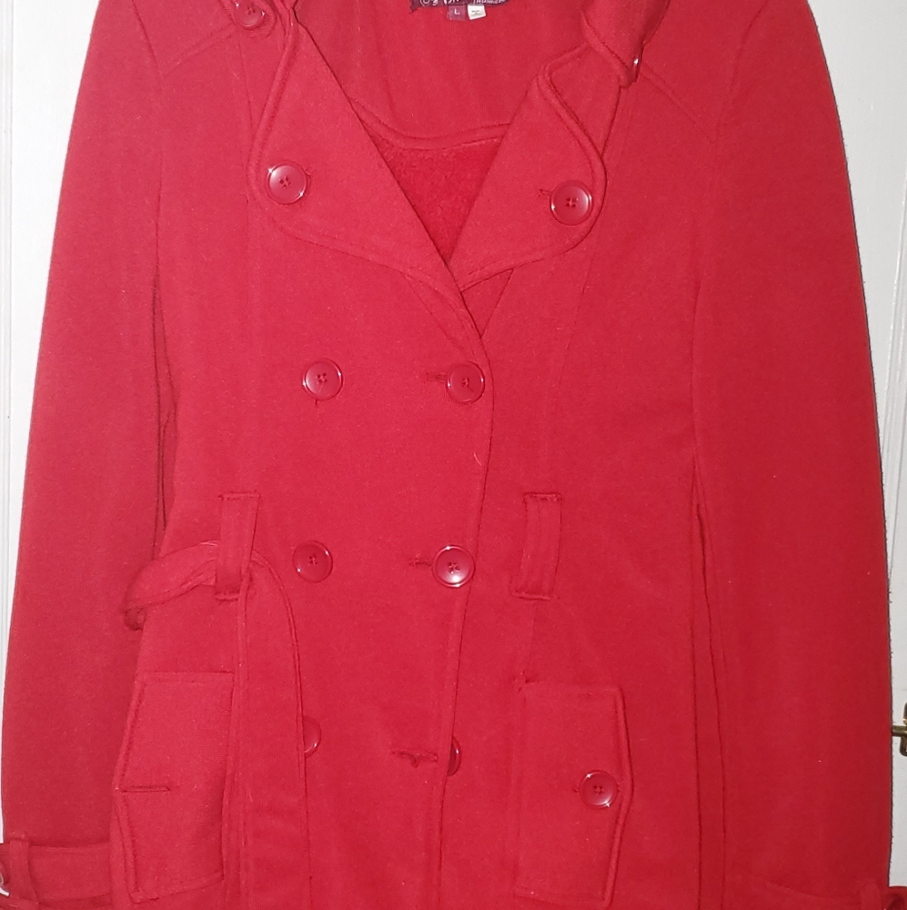 Pea coat with pockets and hood